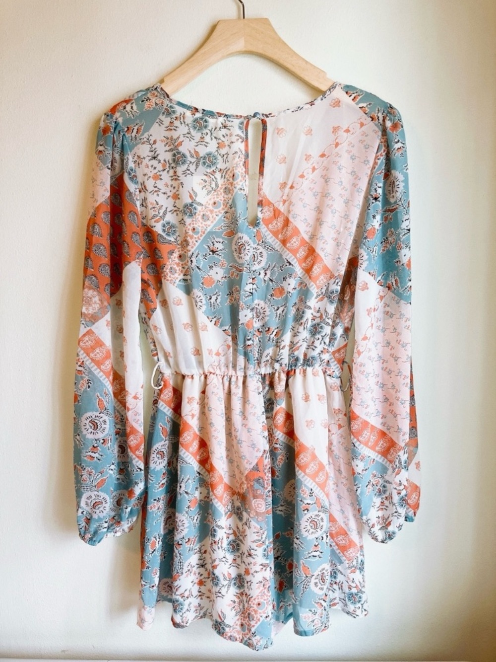 Amazon Active-USA Patchwork Longsleeve Chiffon Jumpsuit Romper Medium NWT - Picture 5 of 12